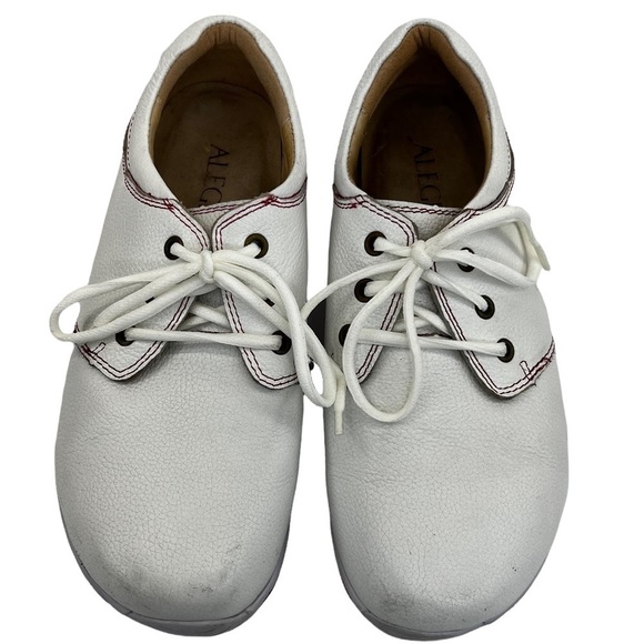 Alegria Men’s Alex White/Red Leather Nursing Professional Working Lace Up Shoes - Picture 8 of 16